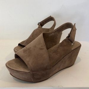 Antelope Collection suede wedge sling backs